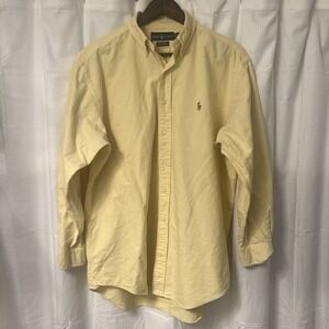 Ralph Lauren Mens 16 32/33 Yarmouth Oxford Button Pale Yellow Pony Logo READ